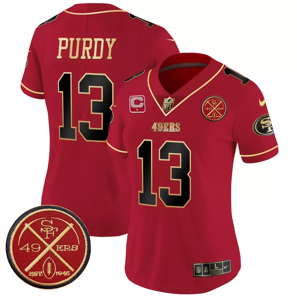 Brock Purdy 13 49ERS Jersey Red NFC West 1946 Men NFL Gold Black Limited Vapor All