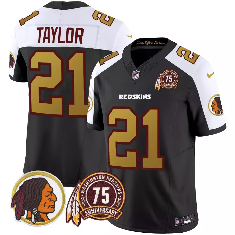 Sean Taylor 21 Redskins Jersey Black 75th Anniversary Washington Men Alternate Gold