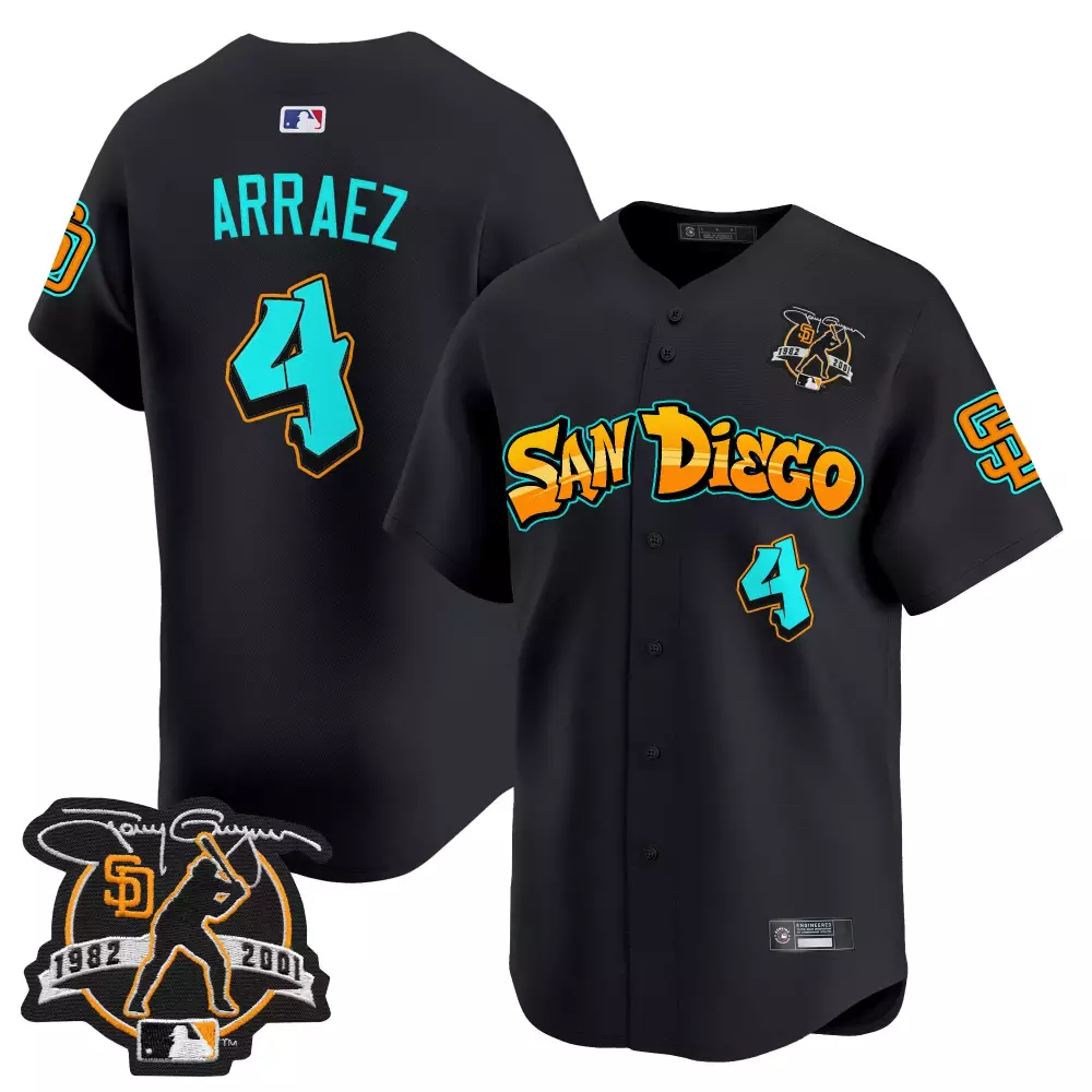 Luis Arraez 4 San Diego Padres Jersey Black 1982-2001 Men Alternate Orange Teal Vapor
