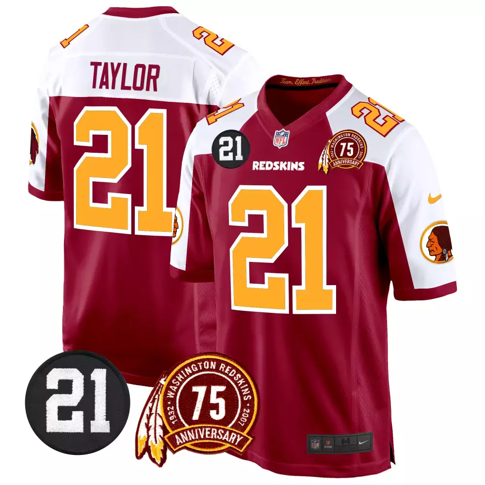 Sean Taylor 21 Jersey Maroon Washington Redskins 75th Anniversary Men Standard White