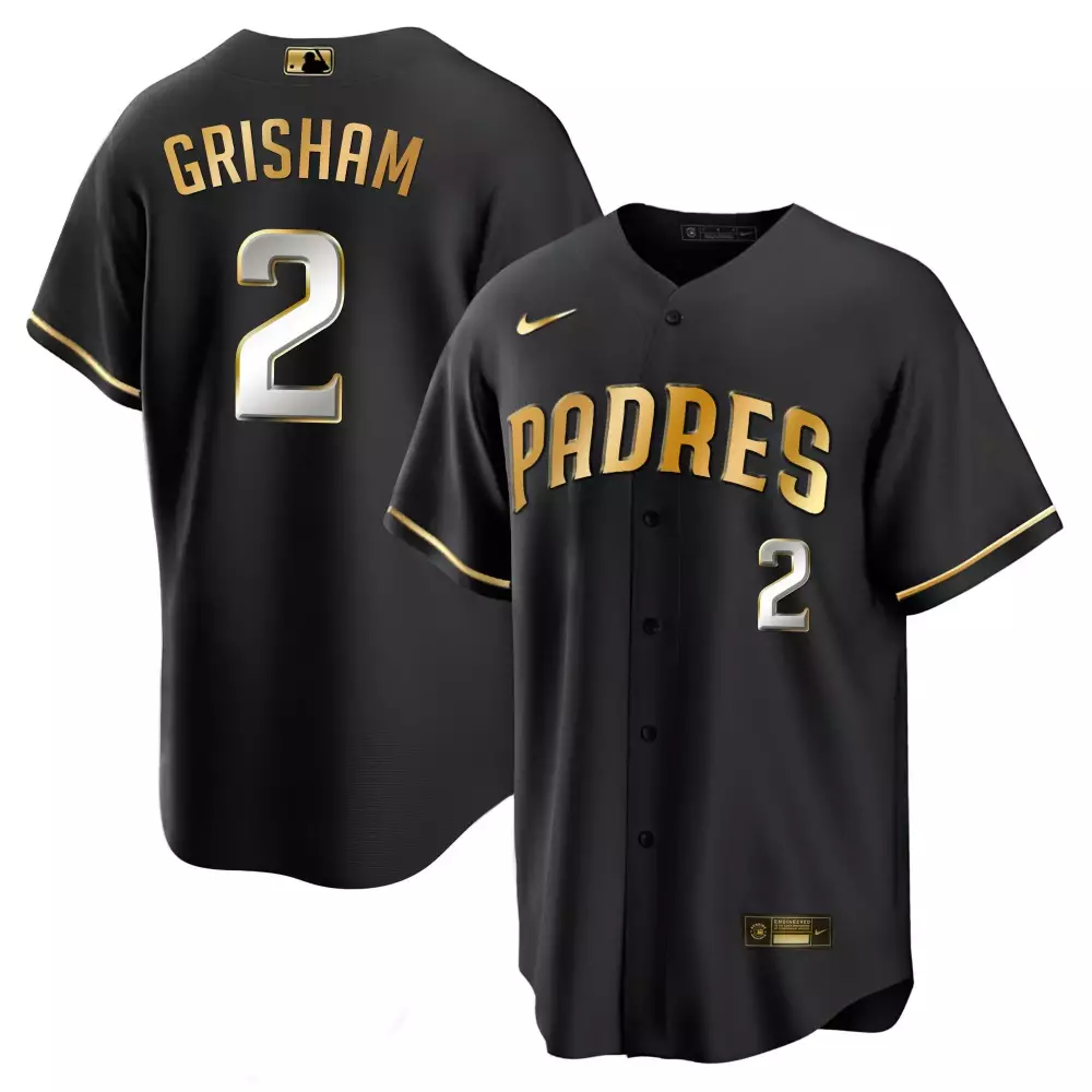 Trent Grisham 2 Padres Jersey Black Men Gold All Stitched Vapor