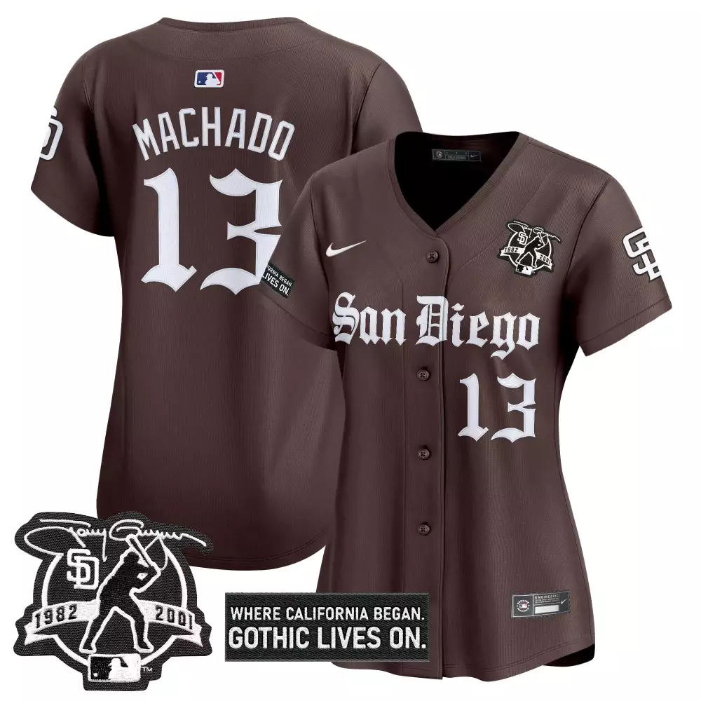Machado Gothic 13 Jersey Brown City Connect San Diego Padres 1982-2001 2023 Men Alternate