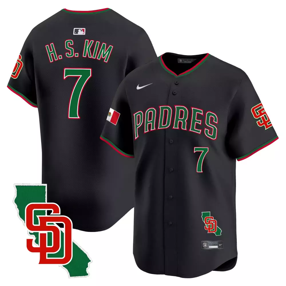 Haseong Kim 7 San Diego Padres Jersey Black City Connect Mexico Flag California Outline