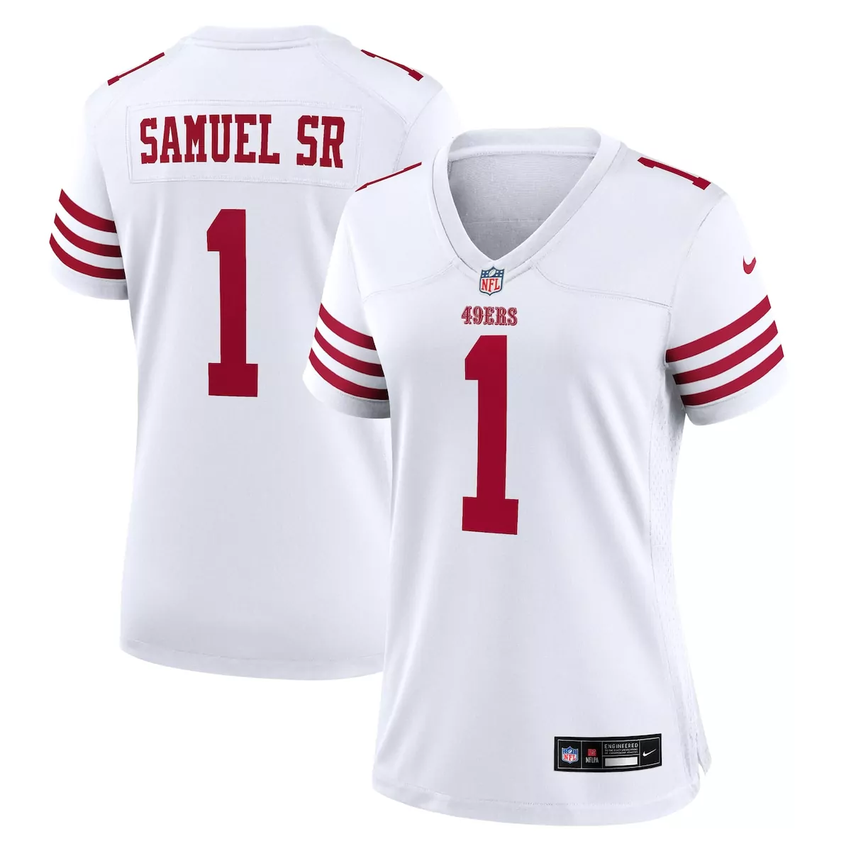 Deebo Samuel 1 49ERS Jersey White Women Standard Red Game