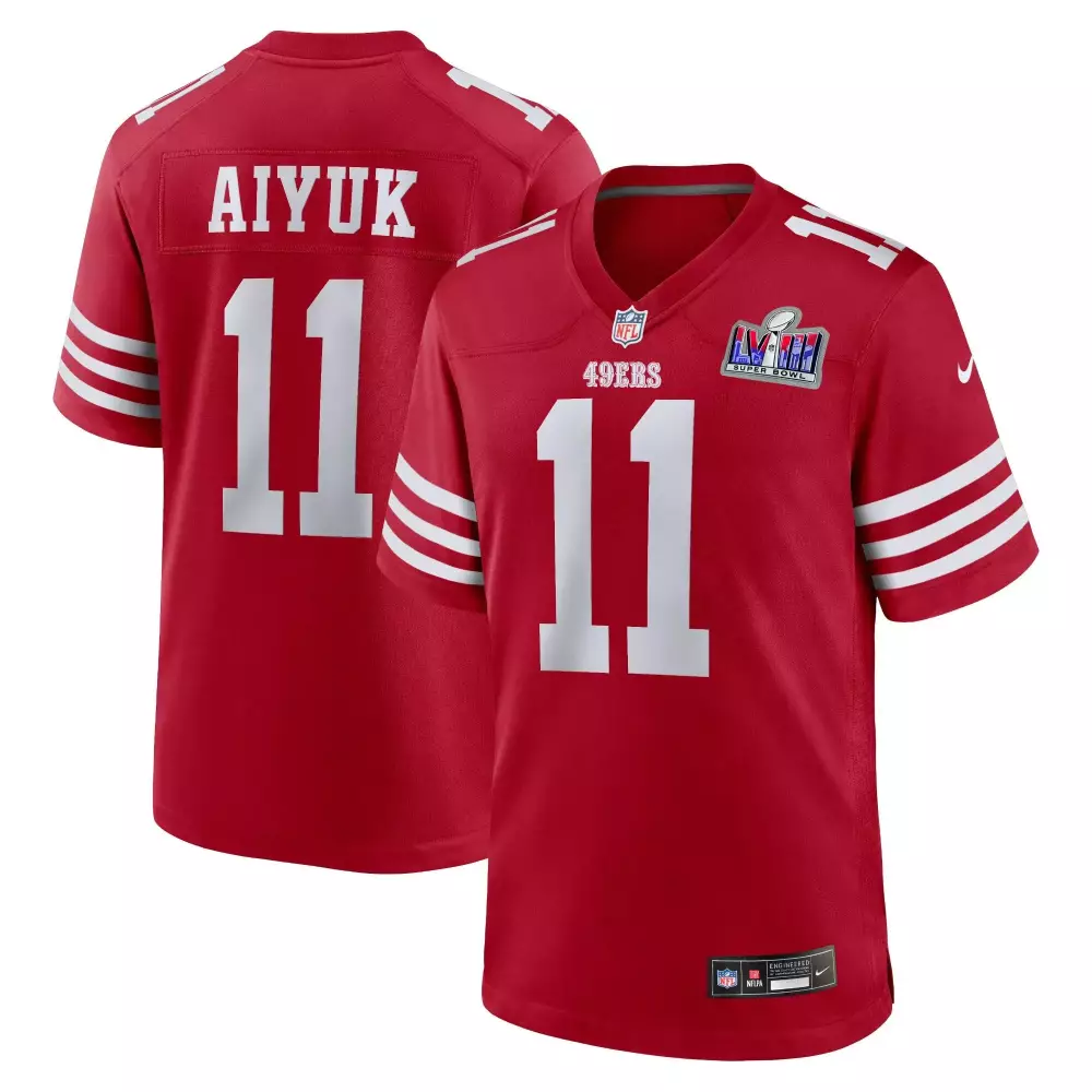 Brandon Aiyuk 11 49ERS Jersey Red Super Bowl Lviii Men White All