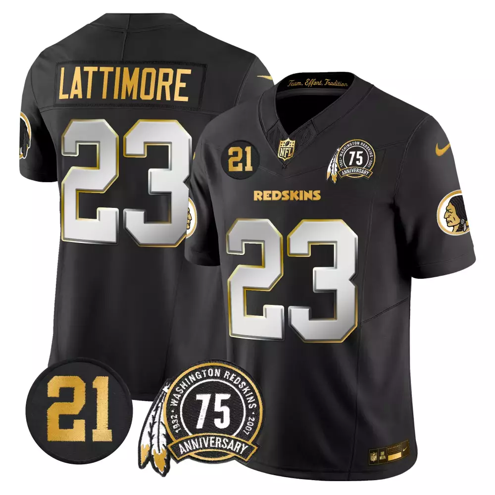Marshon Lattimore 23 Jersey Black 75th Anniversary Washington Redskins 1932-2007 2007