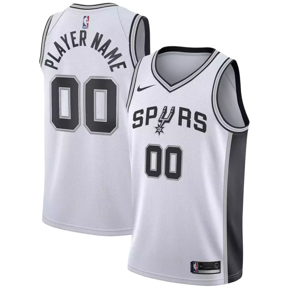Spurs Jersey White Men Black Grey Swingman Custom