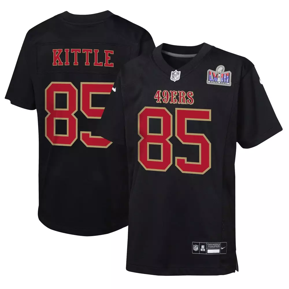 George Kittle 85 49ERS Jersey Black Super Bowl Liv Men Replica Red Gold Game