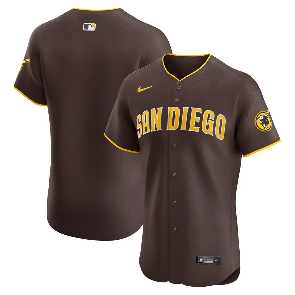 San Diego Padres Jersey Brown Men Yellow Vapor Premier Elite