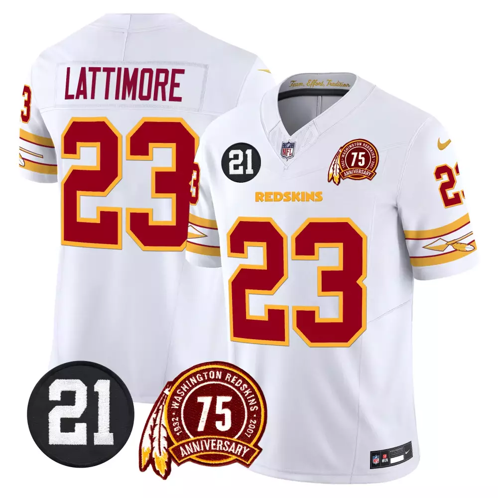 Marshon Lattimore 23 Jersey White Washington Redskins 75th Anniversary Men Maroon