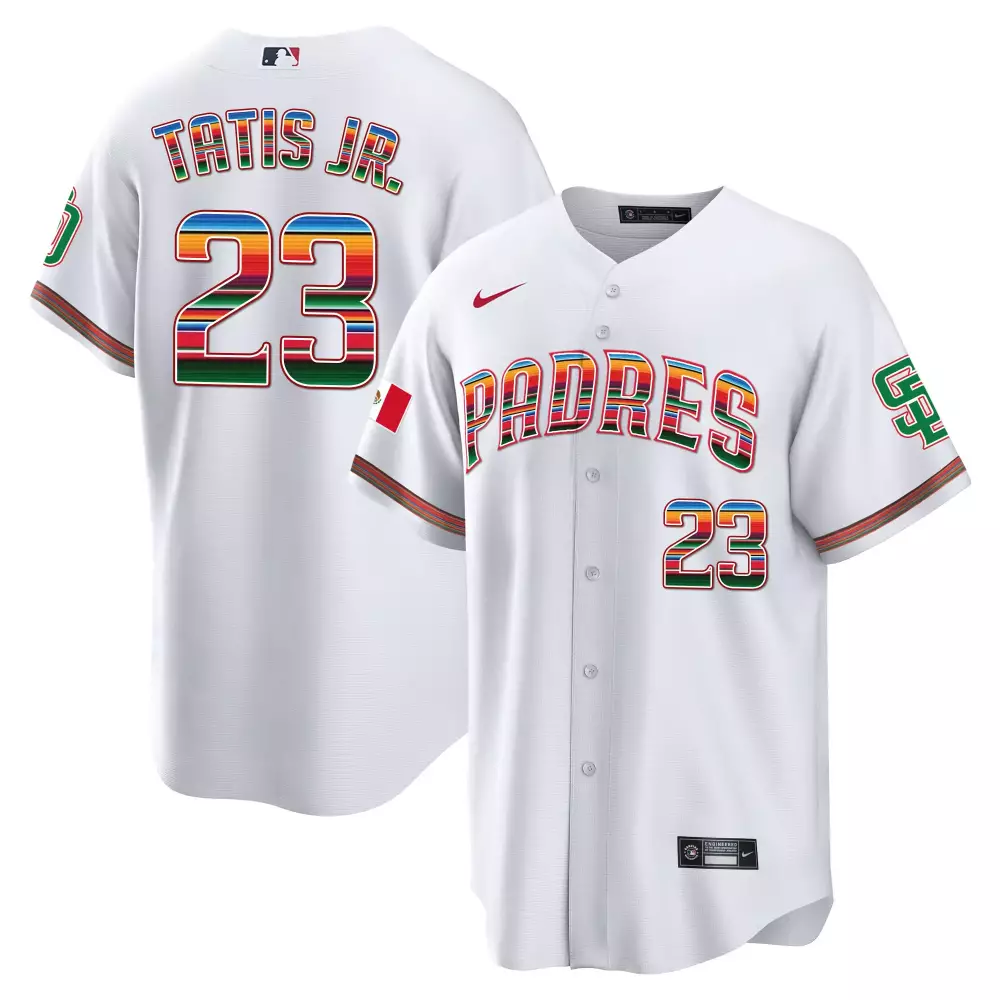 Fernando Tatis Jr. 23 Padres Jersey White Mexican Flag Men Split Custom Design Green