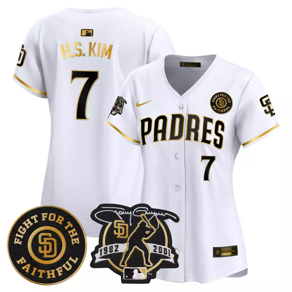 H.s. Kim 7 Padres Jersey White Fight For The Faithful 1982 2001 Commemorative Women