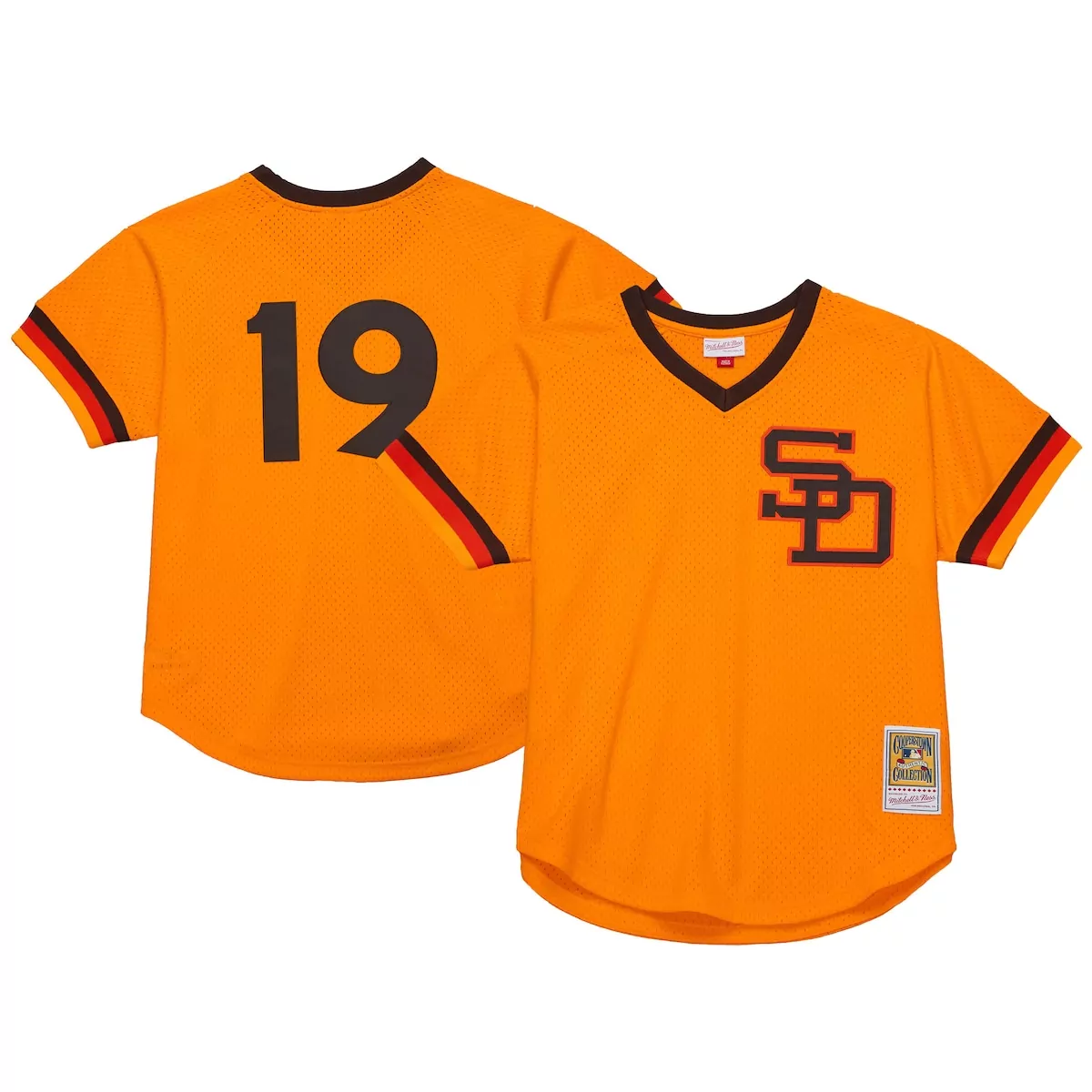 Custom San Diego Padres 19 Jersey Orange Cooperstown Collection Black Red