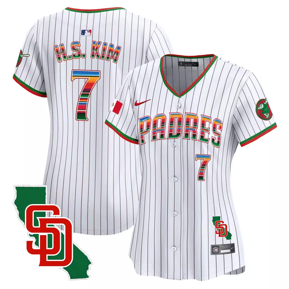 Haseong Kim 7 Padres Jersey White City Connect Mexico Flag California Map Sd Men