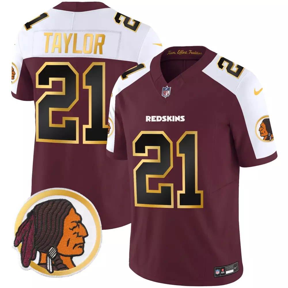 Sean Taylor 21 Redskins Jersey Maroon Washington Men White Gold Alternate Throwback