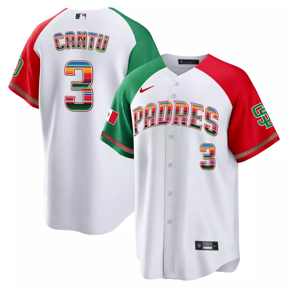 Jorge Cantu 3 Padres Jersey White City Connect Mexico Flag 2023 Men Split Design