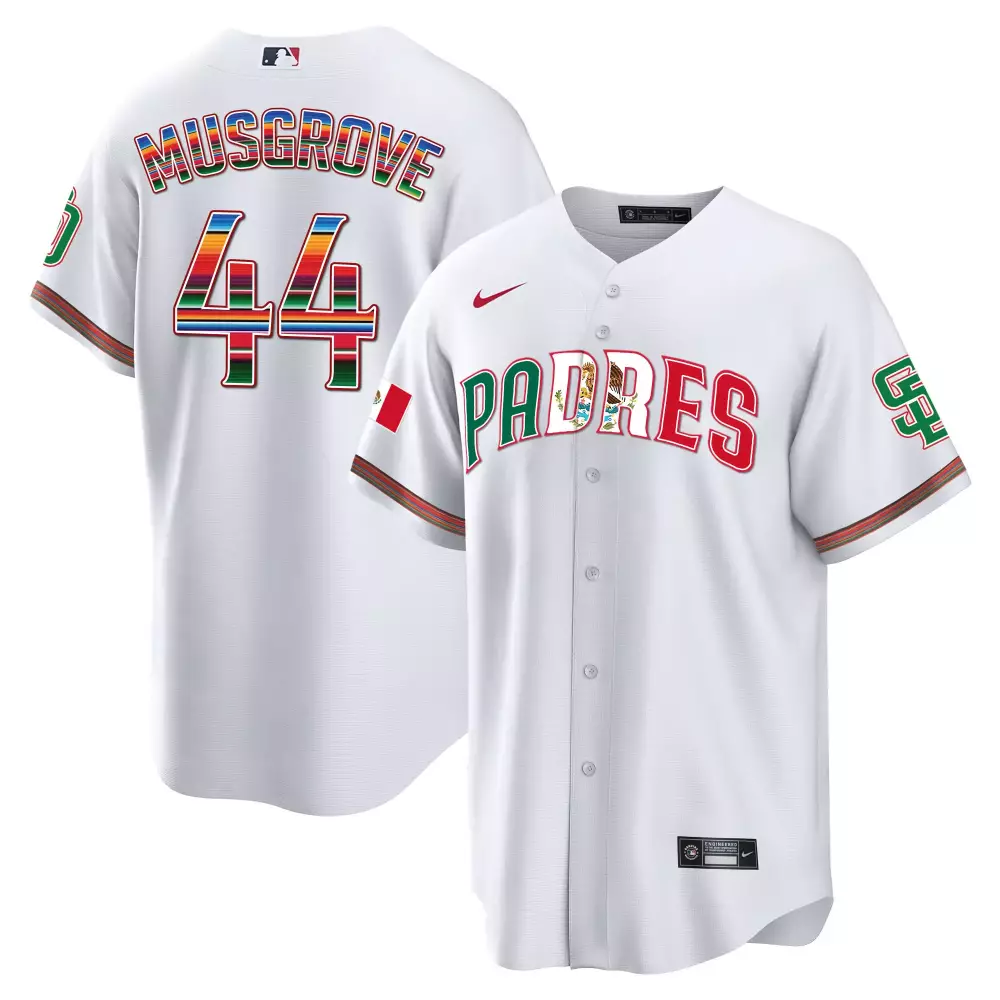 Joe Musgrove 44 Padres Jersey White Mexico Flag Men Custom Design Green Red Cool