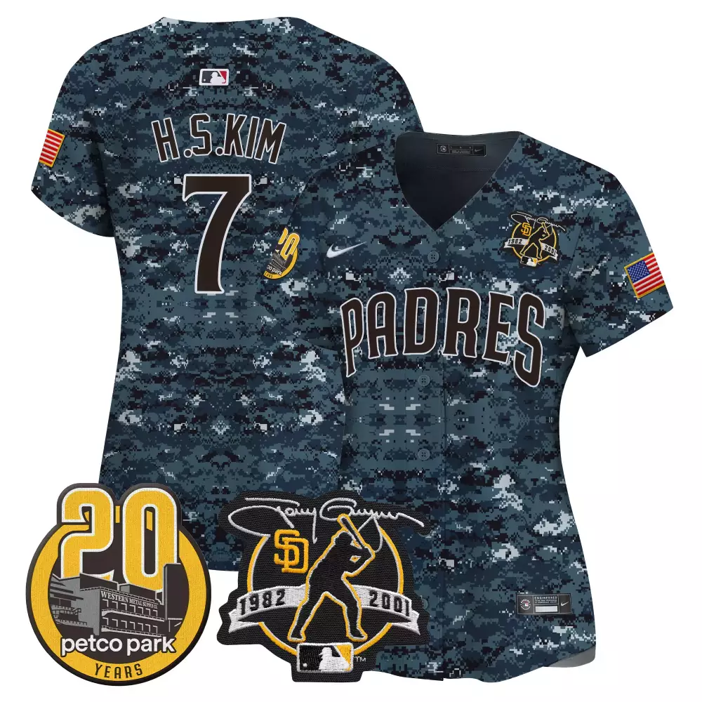 H.s. Kim 7 San Diego Padres Jersey Dark Blue Digital Camo 20 Years Petco Park Tony Gwynn 1982-2001