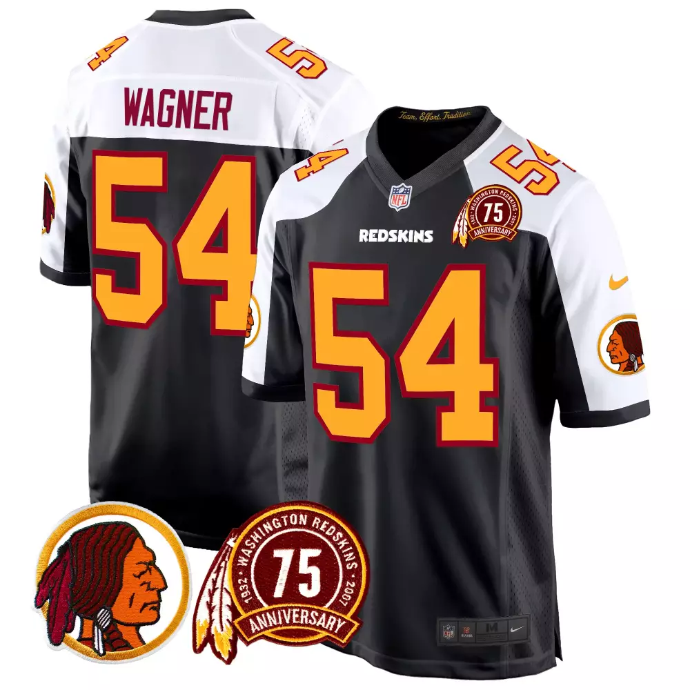 Bobby Wagner 54 Jersey Black Washington Redskins 75th Anniversary Men NFL Alternate