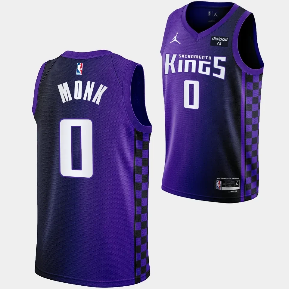 Malik Monk Sacramento Kings Jersey Purple Men Gradient Alternate Black White Stitched