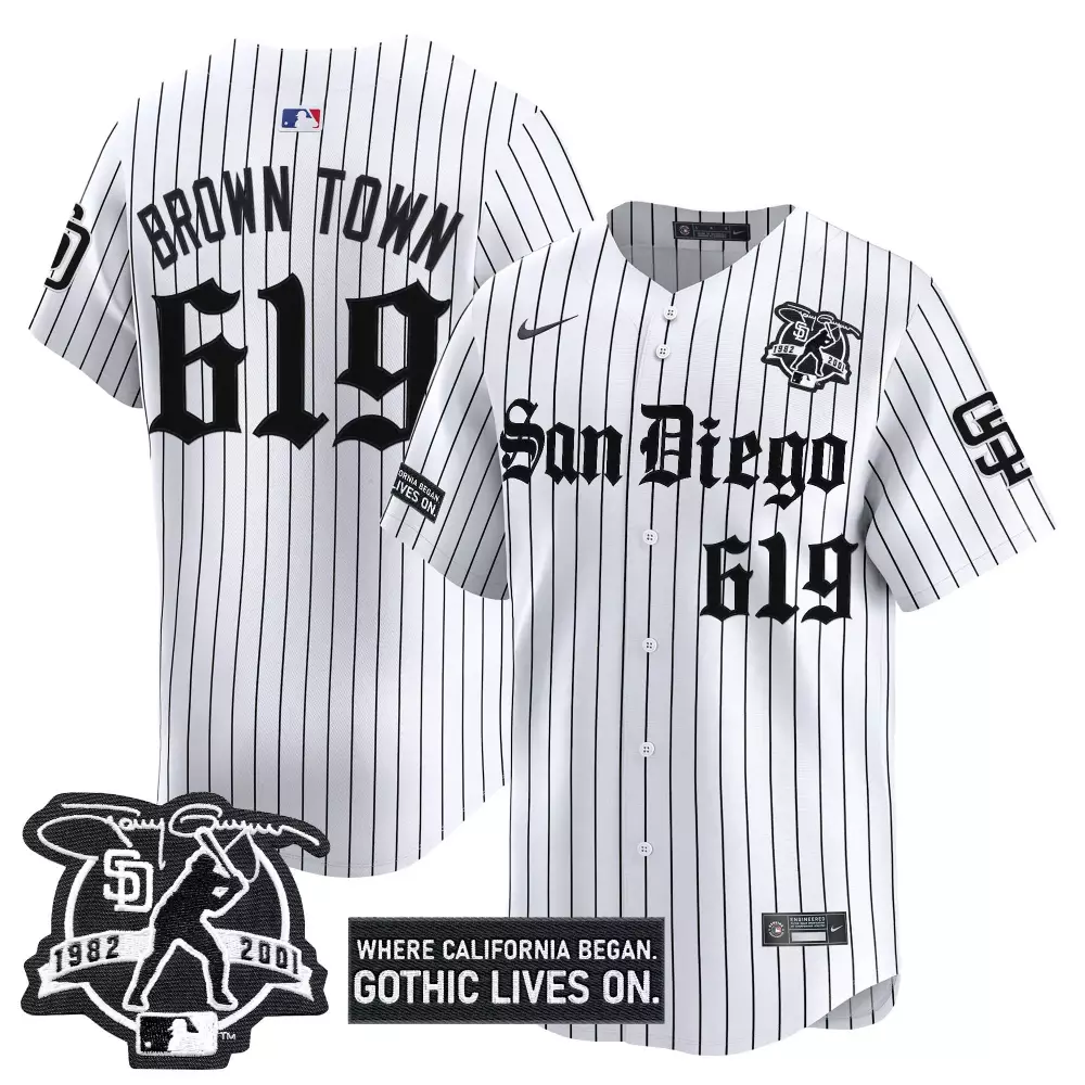 Town Gothic San Diego Padres Jersey White City Connect Lives Men Inverted Black Vapor