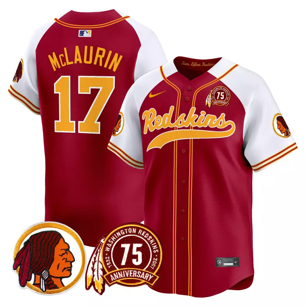 Terry Mclaurin 17 Jersey Maroon 75th Anniversary Washington Redskins Men White Gold