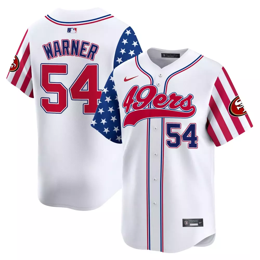 Fred Warner 54 49ers Jersey White Men Alternate Custom Design Red Blue Vapor Premier