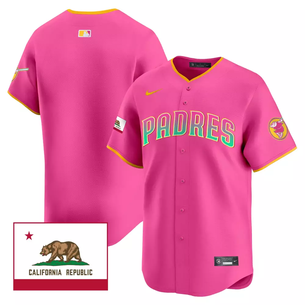 Padres Jersey Pink City Connect California Republic Swinging Friar Alternate Yellow