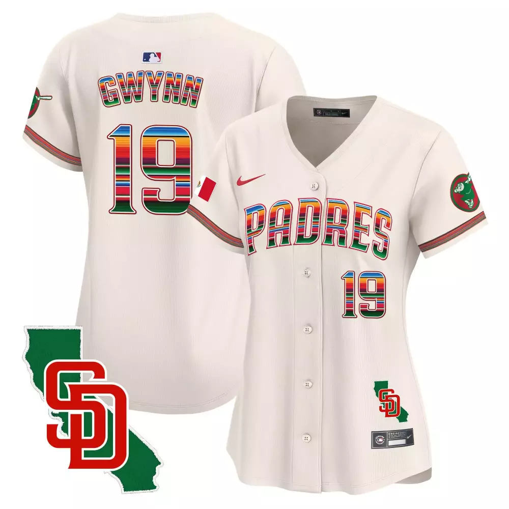 Tony Gwynn 19 Padres Jersey Cream City Connect Mexico Flag California State Outline Sd