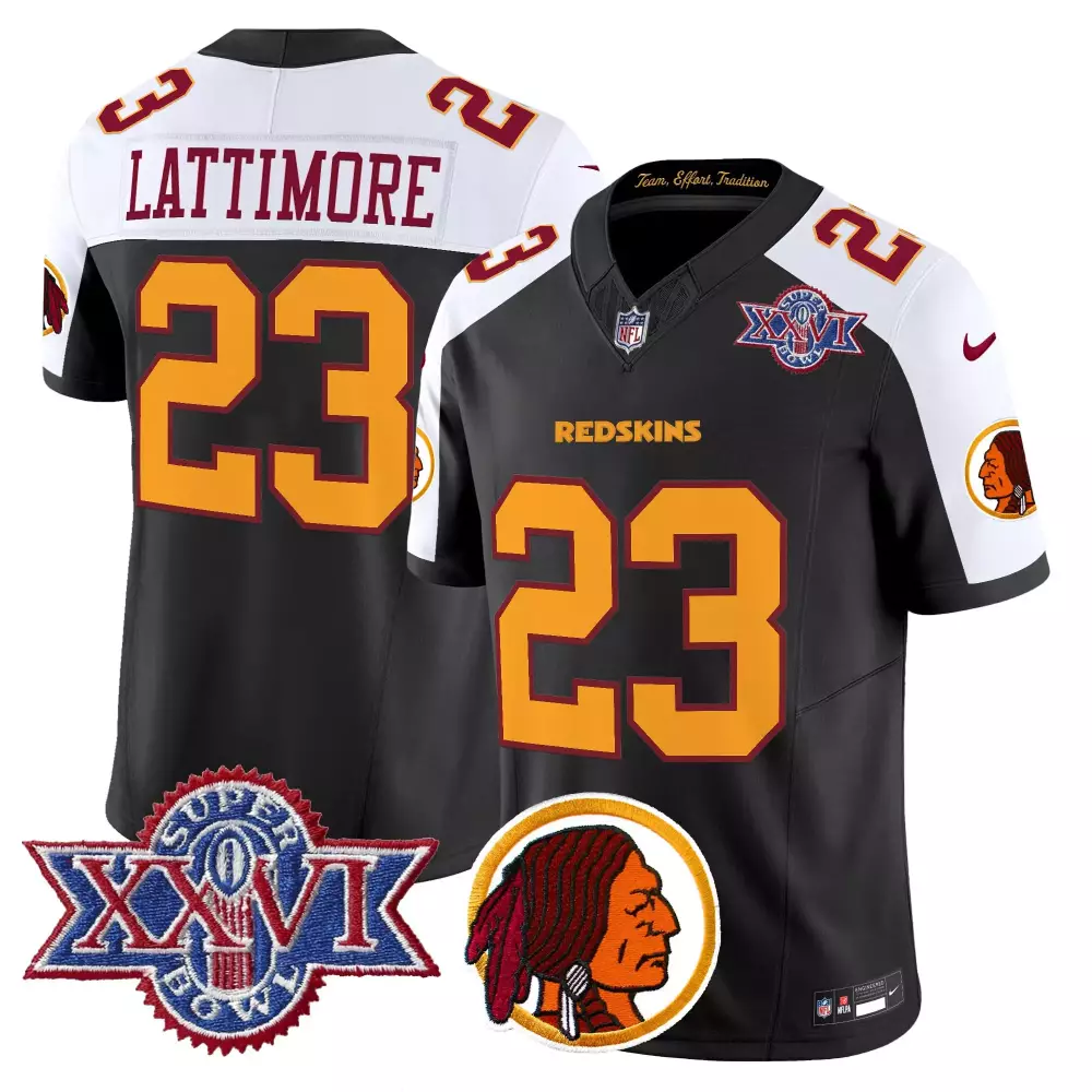 Lattimore Redskins 23 Jersey Black Super Bowl Xxvi Men Split Design Orange White