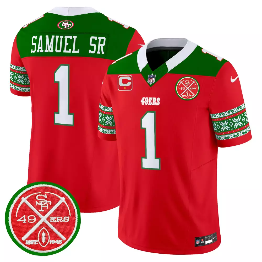 Deebo Samuel 1 49ERS Jersey Red Holiday 1946 Men Alternate Green White Vapor Limited