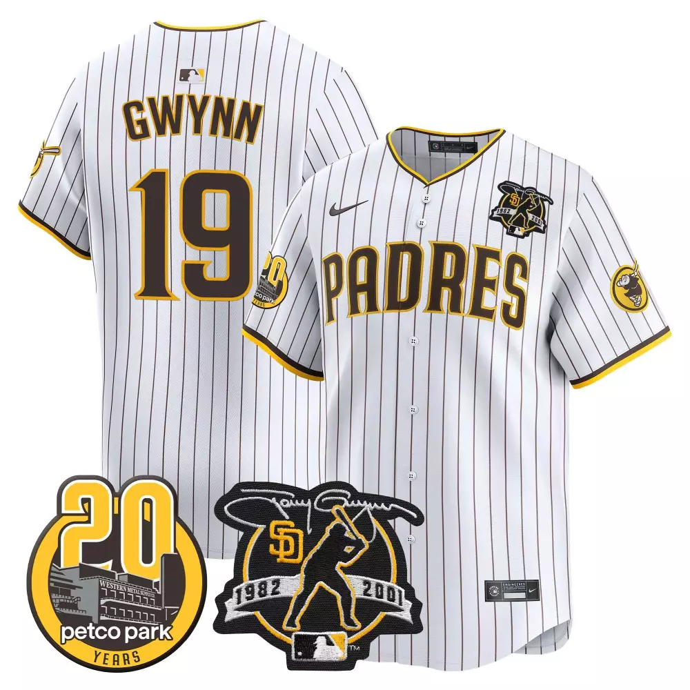 Tony Gwynn 19 Padres Jersey White 20th Anniversary Petco Park 20 Years 1982-2001 2021