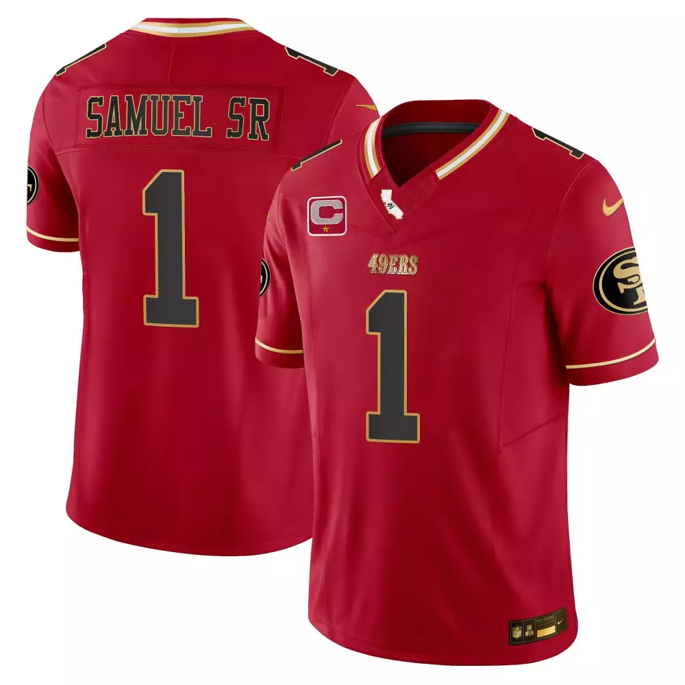 Deebo Samuel 1 Jersey Red California San Francisco 49ers Men Black Gold Limited Vapor