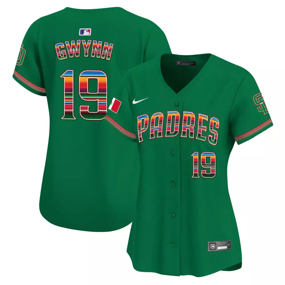 Tony Gwynn 19 Padres Jersey Green City Connect Men MLB Alternate Custom Design Red