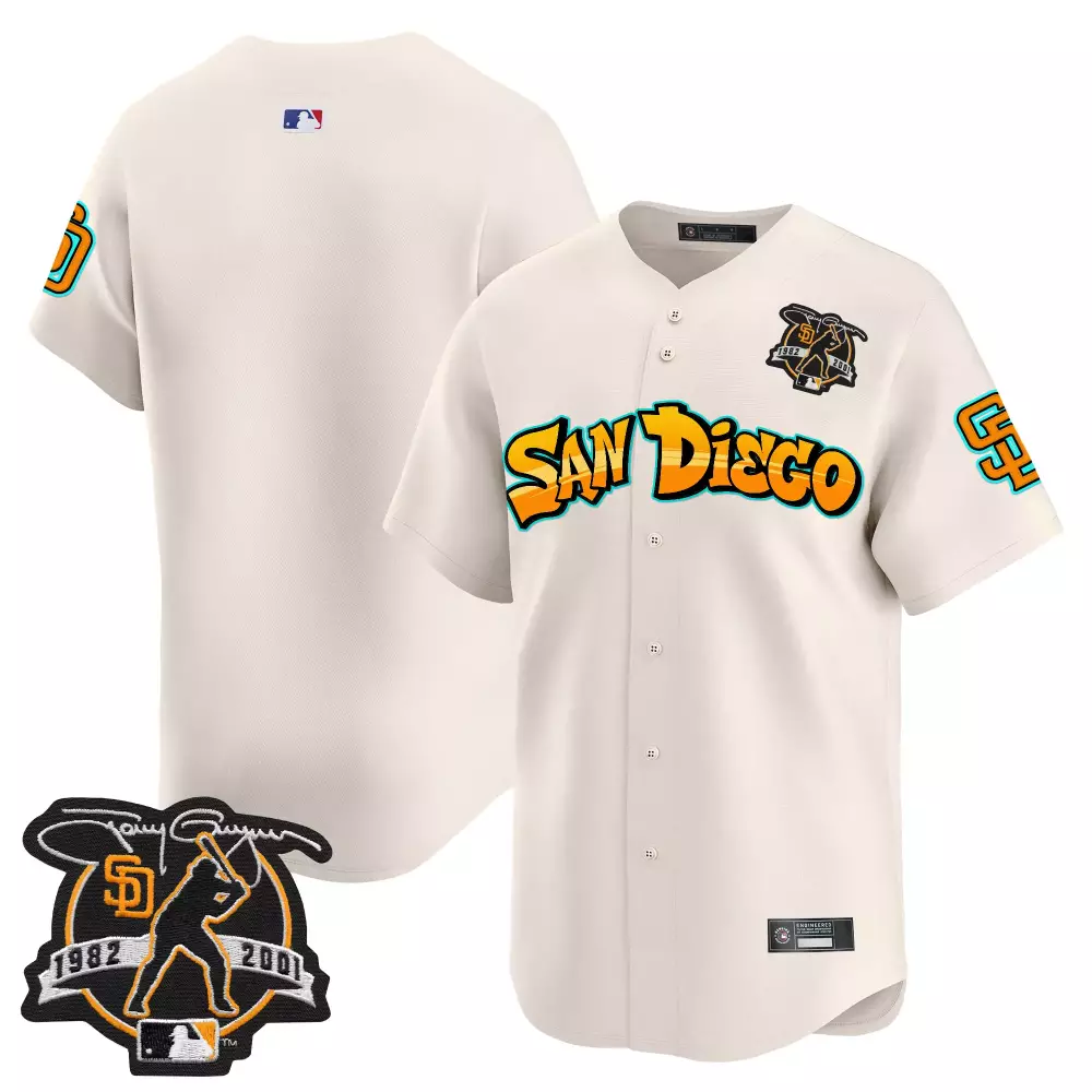 Tony Gwynn 19 San Diego Padres Jersey Cream Tribute 1982-2001 Men Orange Yellow Aqua