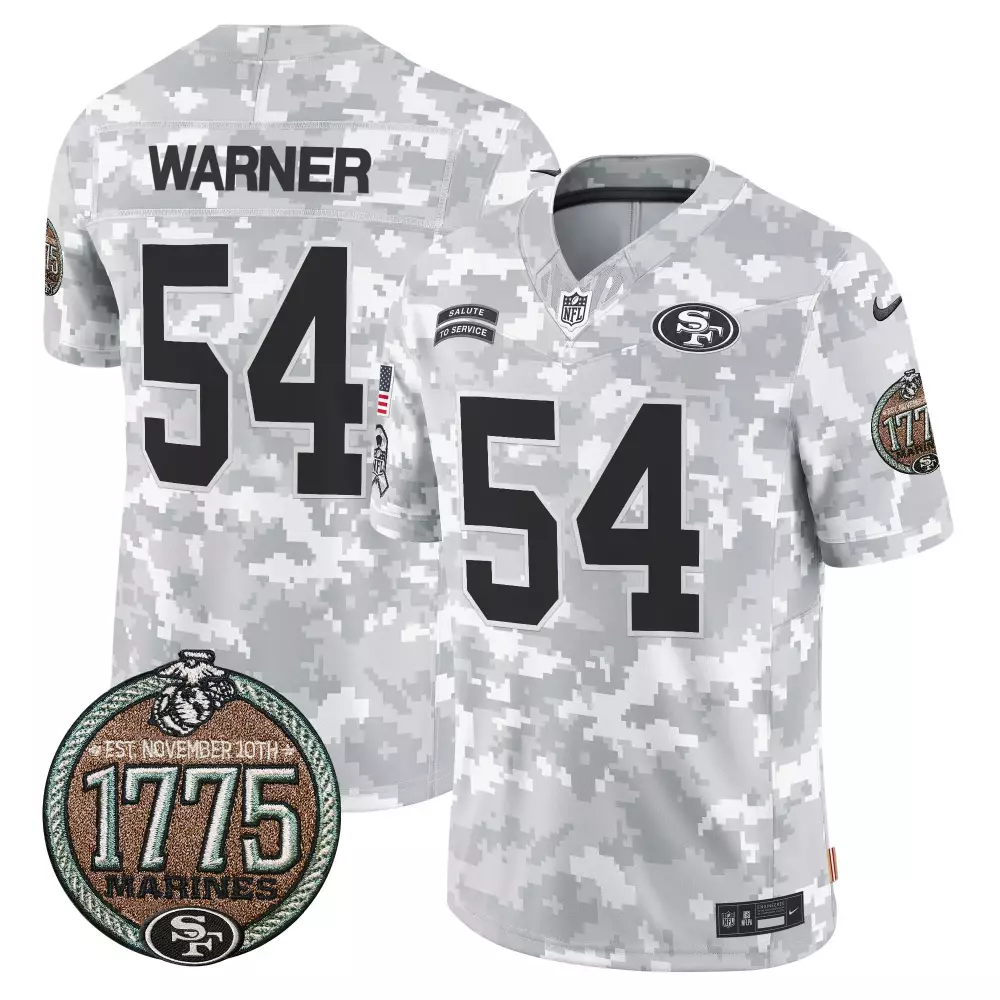 Fred Warner 54 49ERS Jersey White Salute To Service Marines 1775 Men Player Alternate