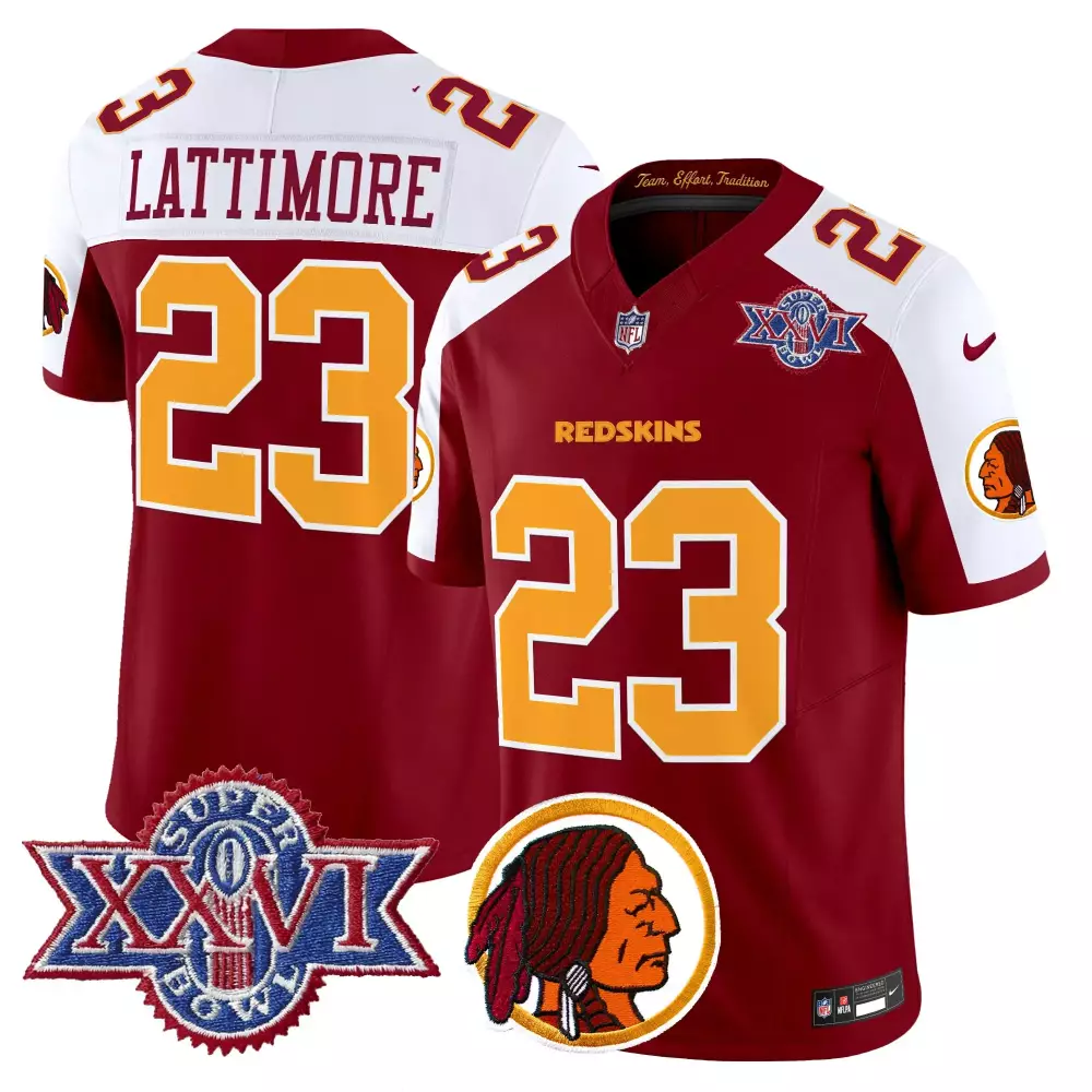 Lattimore Redskins 23 Jersey Burgundy Super Bowl Xxvi Men White Gold Stitched Vapor