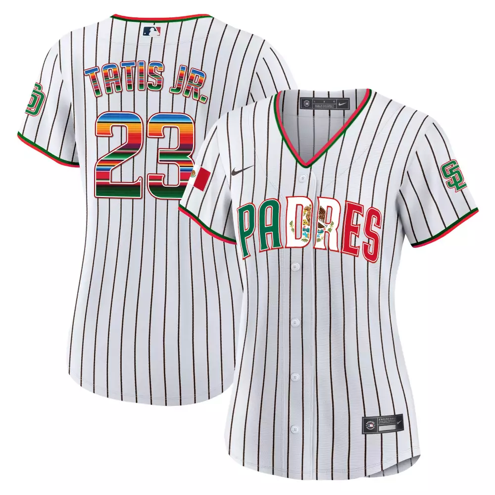 Fernando Tatis Jr. 23 Padres Jersey White Mexico Flag Men Green Red All Stitched