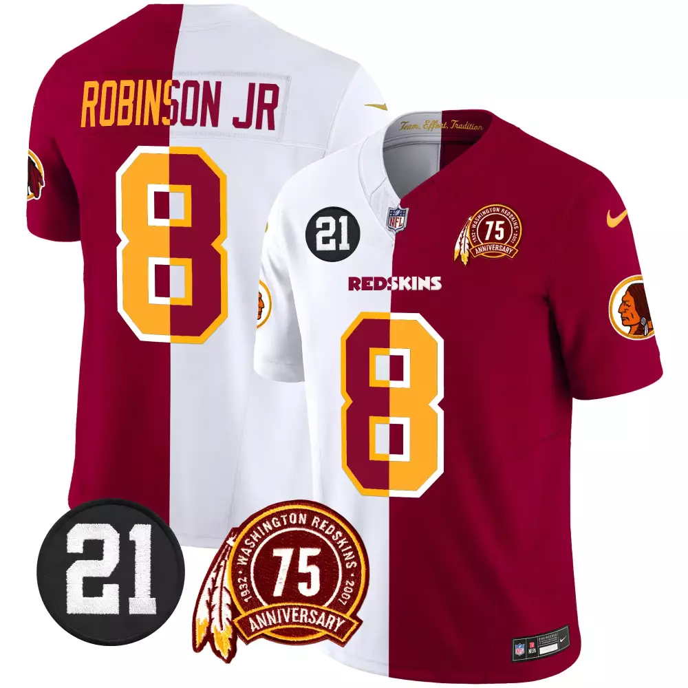 Robinson Jr. 8 Jersey Maroon 75th Anniversary Washington Redskins Men Split Design