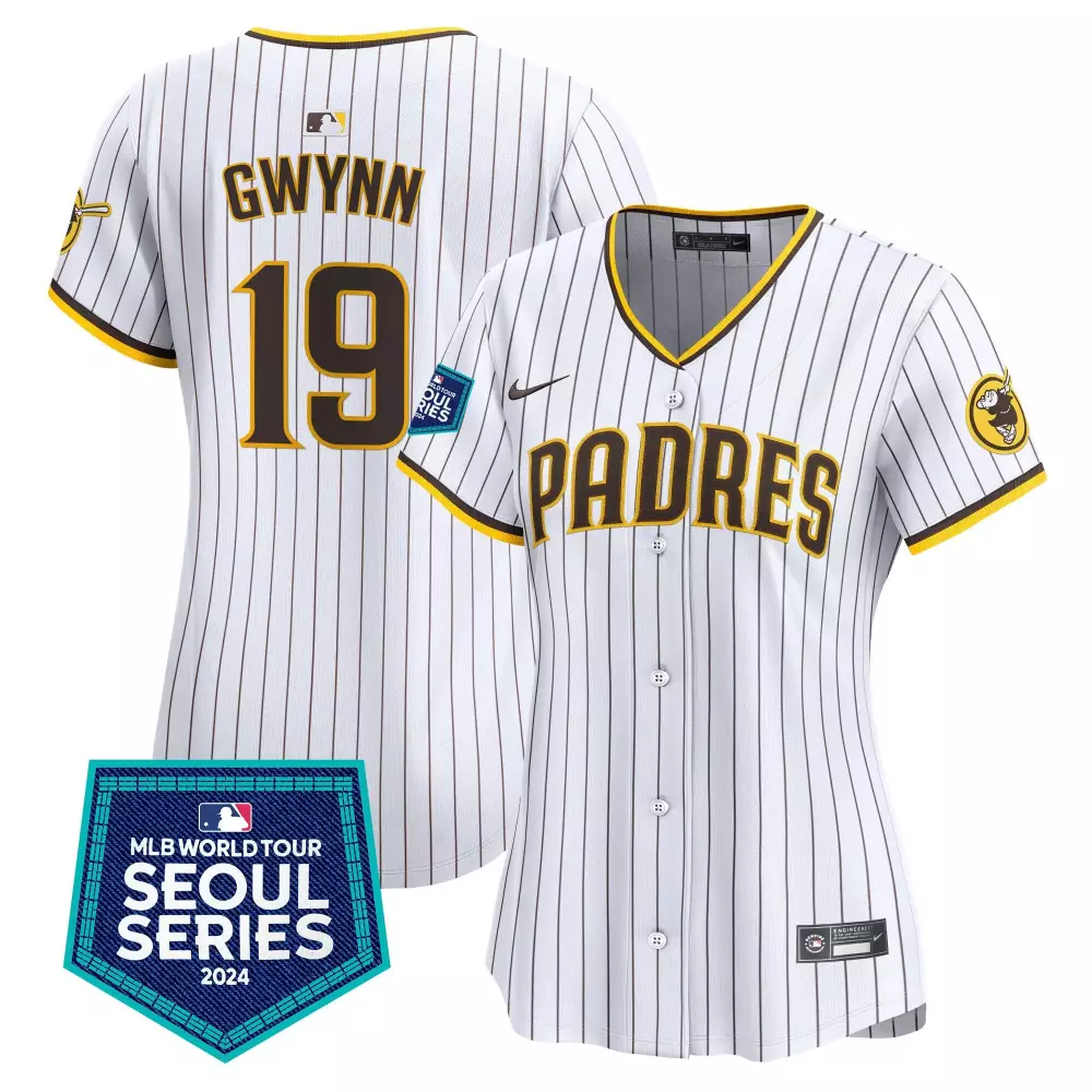 Tony Gwynn 19 Padres Jersey White Seoul Series Brown Yellow Vapor Premier Limited