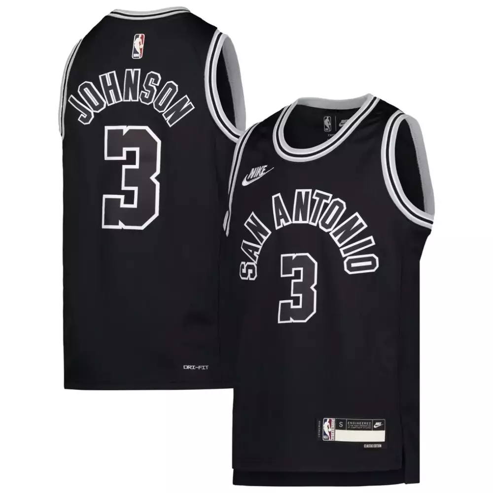 Keldon Johnson 3 Jersey Black Classic Edition San Antonio Spurs Men White Gray Swingman