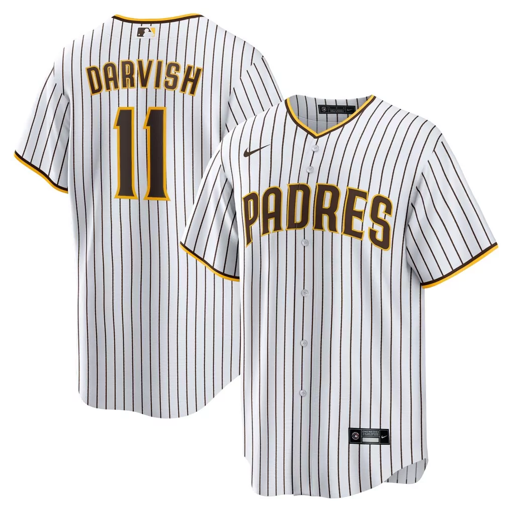 Yu Darvish 11 Padres Jersey White Brown Yellow Home Replica