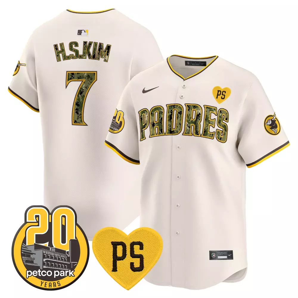 Haseong Kim 7 Padres Jersey Cream Petco Park 20th Anniversary 20 Years Ps Heart Yellow
