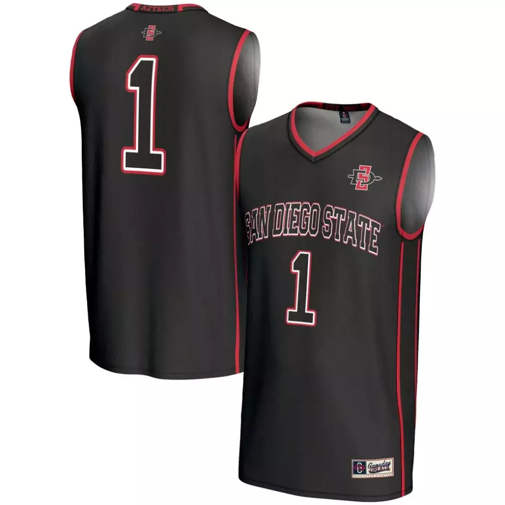 Custom San Diego State Aztecs 1 Jersey Black Men Red Gameday Fashion