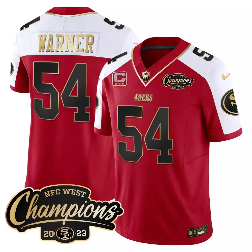 Fred Warner 54 49ERS Jersey Red Men White Black Gold Alternate All Vapor