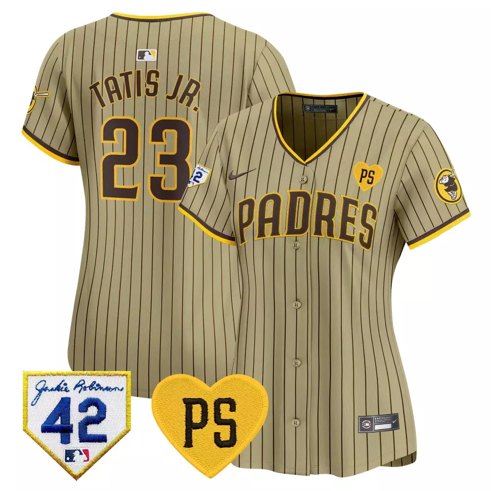 Tatis Jr. 23 Padres Jersey Tan City Connect Jackie Robinson 42 Ps Heart Men Brown