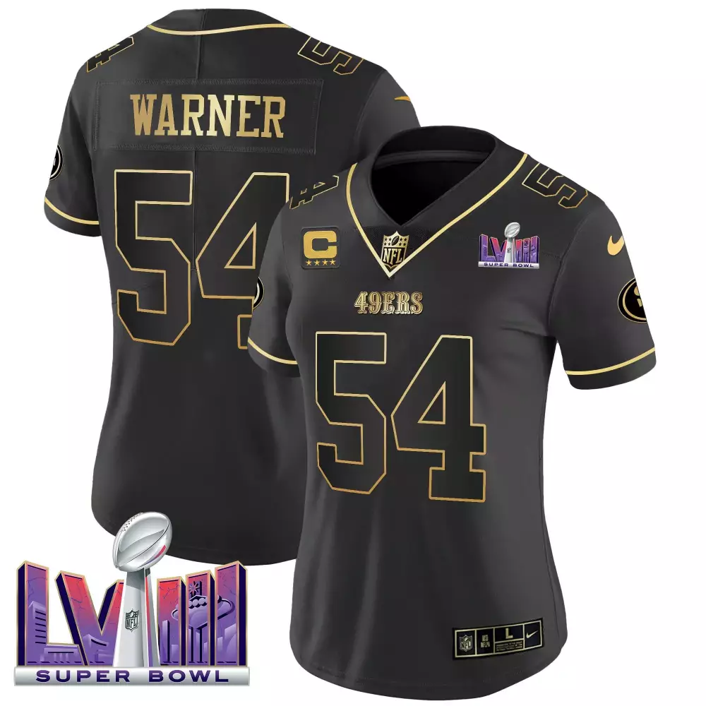 Fred Warner 54 49ERS Jersey Black Super Bowl Lviii Men Player Gold Vapor v2 All Stitched