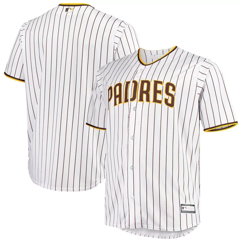 Big Tall San Diego Padres Jersey White Men Brown Yellow Home Replica