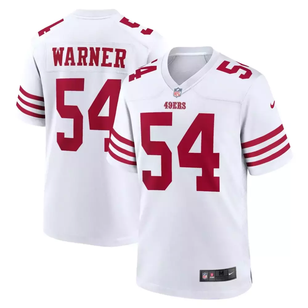 Fred Warner 54 49ERS Jersey White Men Replica Red Game