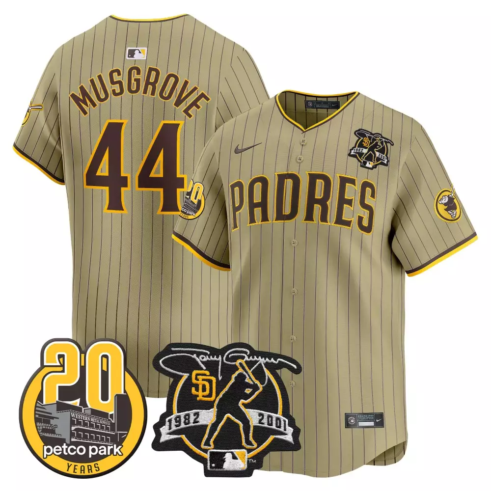 Joe Musgrove 44 Padres Jersey Tan Petco Park 20th Anniversary 20 Years Tony Gwynn 1982-2001